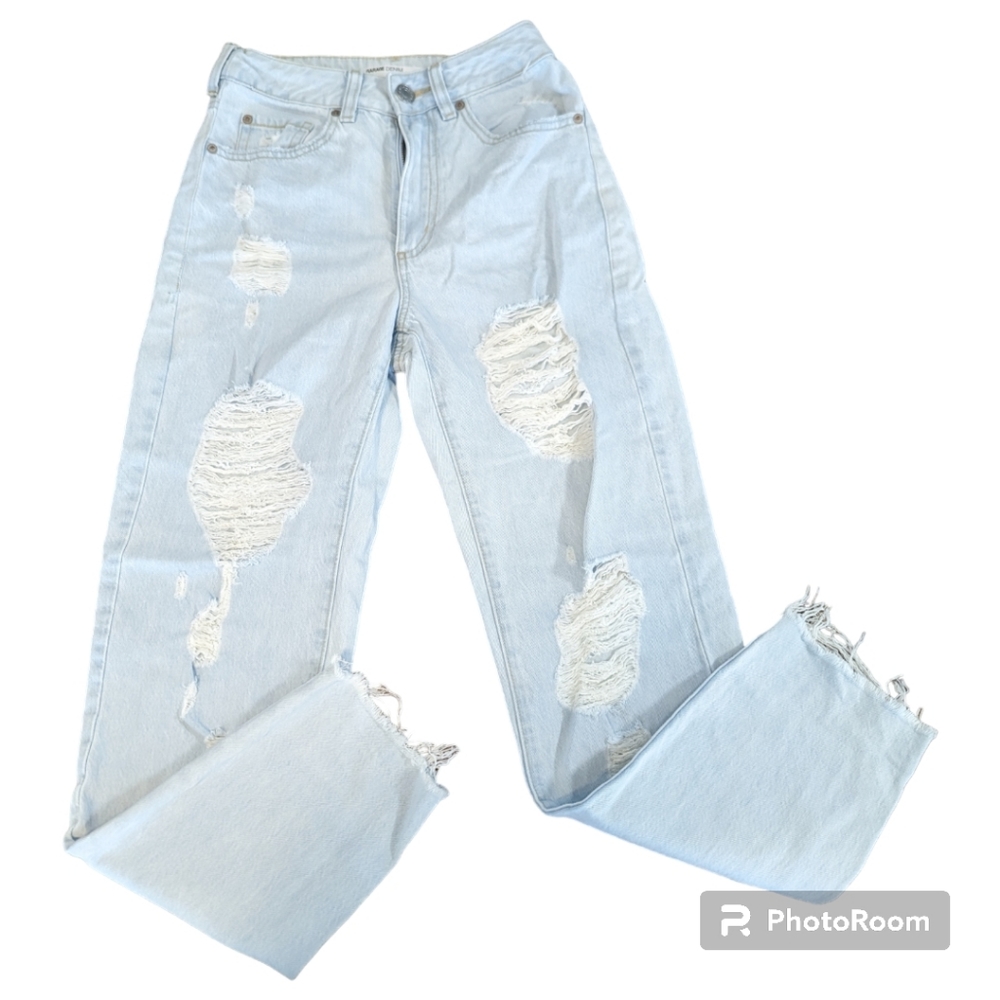 Garage Distressed Light Coloured Mom Jeans Size 3